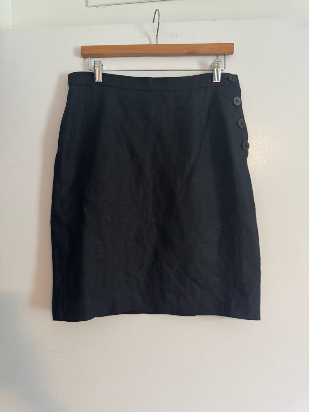 Ralph Lauren Black Linen Skirt with Side Buttons